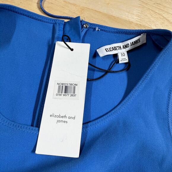 Elizabeth and James NWT Hattie Asymmetrical Side Ruffle Dress Lapis Blue Size 10 - Picture 6 of 12